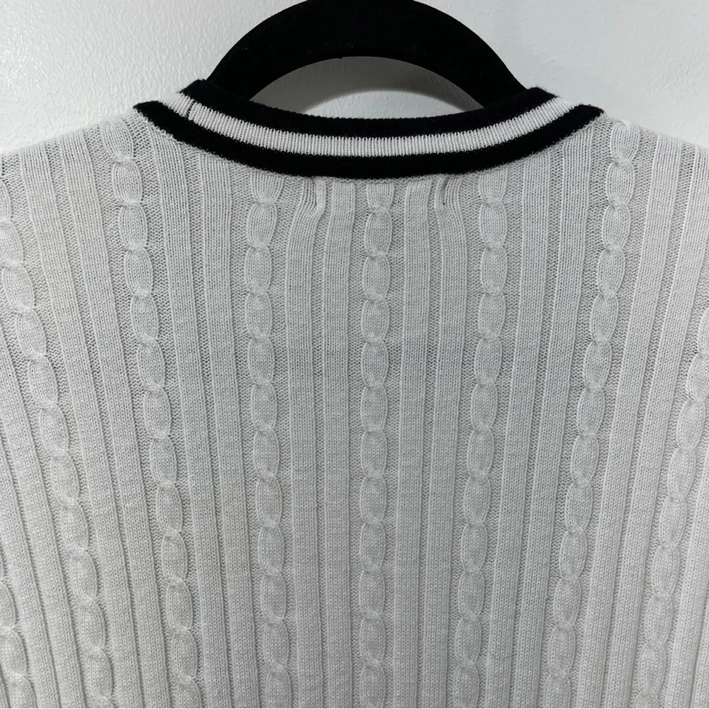 Light Academia Old Money Quiet Luxury Preppy Chaps Cable-Knit Cardigan [size L] - Picture 10 of 11